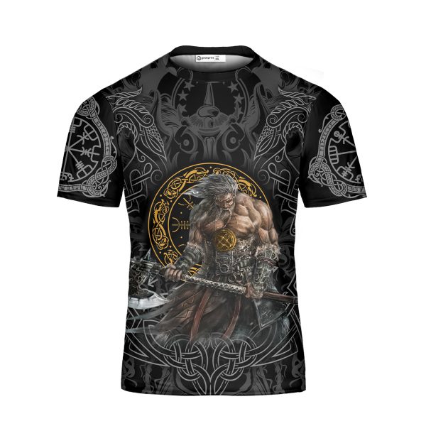 GodoPrint Custom Name Best Viking Dad T-Shirt 3D, Norse Mythology Raven Tattoo Viking Shirt, Viking Gift for Father