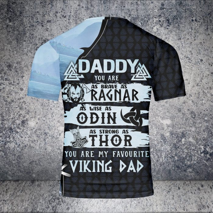 Godoprint Custom Name Skull Warrior Viking Dad Shirt, Viking T-Shirt 3D, Aop Viking Shirt For Men, Gift For Viking Lover