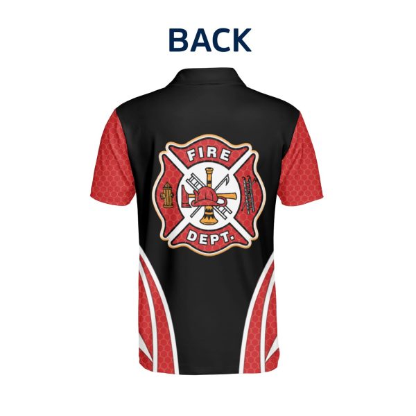 GodoPrint I Came Back Funny Skull Firefighter Polo Shirt, Short Sleeve AOP Firefighter Shirt for Men, Fireman Gifts