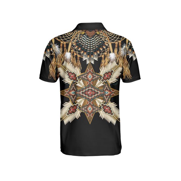 GodoPrint Native American Skull Polo Shirt, Indigenous American Indians T-Shirt, Native American Pride Gift for Men