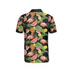 GodoPrint Flamingo Tropical Fruit Hawaiian AOP Short Sleeve Polo Shirt, Flamingo Gift, Flamingo Shirt for Men Women