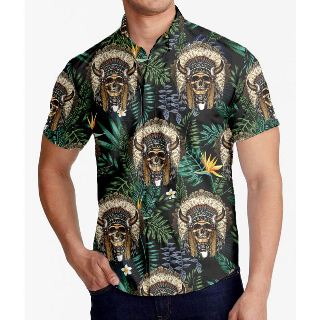 Godoprint Native American Hawaiian Shirt Unisex, Mens Hawaiian Shirts Short Sleeve Casual, Native Indian Women Aloha Shirt