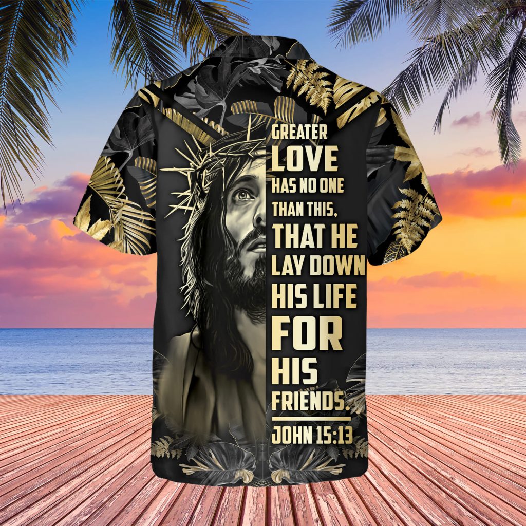 Godoprint Jesus Hawaiian Shirts For Men, Jesus He Lay Down His Life For His Friends Casual Short Sleeve Jesus Shirt Men