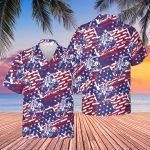 Godoprint Rodeo Bull Rider Patriotic American Flag Hawaiian Shirt , Cowboys Button Down Summer Beach Dress Shirts