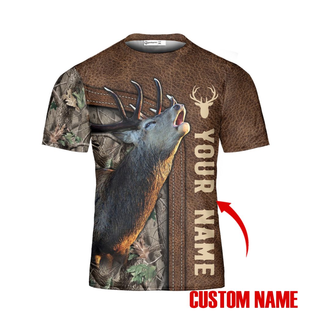 Godoprint Personalized Love Deer Shirt 3D, Deer Men’S T-Shirt Print Tee Custom Gift For Deer Hunter Hunting Lovers