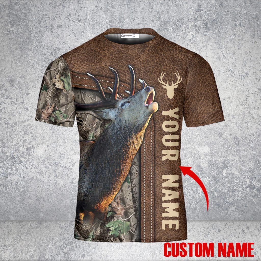 Godoprint Personalized Love Deer Shirt 3D, Deer Men’S T-Shirt Print Tee Custom Gift For Deer Hunter Hunting Lovers