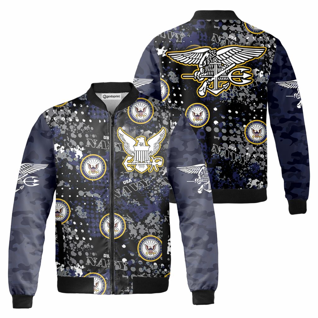 All Gave Some U.s Navy Fleece Bomber Jacket Aop Zip-Up Camouflage Military Gift For Veteran’S Day