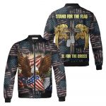 Stand For The Flag Kneel For The Cross U.S Army Veteran Quilt Bomber Jacket AOP Zip-up