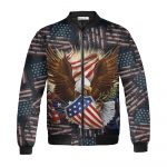 Stand For The Flag Kneel For The Cross U.S Army Veteran Quilt Bomber Jacket AOP Zip-up