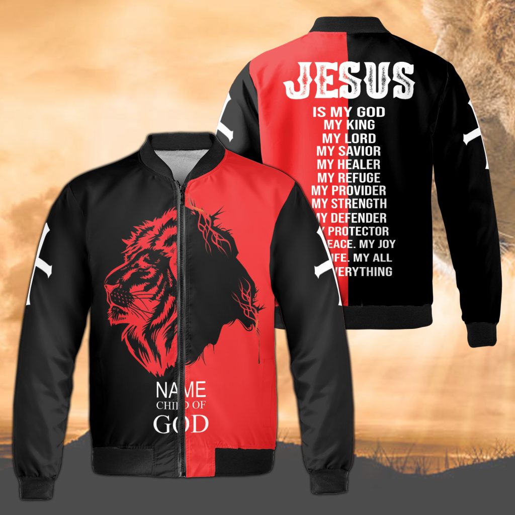 Child Of God Jesus Is My God Christian Religious Fleece Bomber Jacket