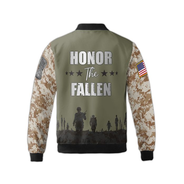 Custom Name Veteran Honor The Fallen Fleece Bomber Jacket