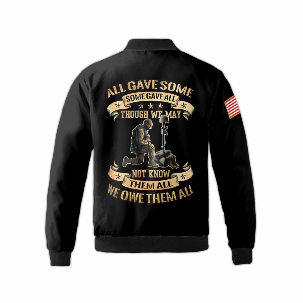 Custom Name All Gave Some Some Gave All Us Army Veteran Fleece Bomber Jacket