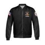 US Navy Veteran Eagle American Flag Fleece Bomber Jacket