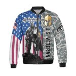 Spartan Soldier US Veteran Best Gift For Men Fleece Bomber