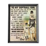 Personalized To my softball girl Love Dad Vertical Poster Dad Number Unframed