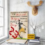 Personalized Name Number Soccer Poster, Success Is No Accident Inspirational Gift for Soccer Player Sports Lover, Soccer Wall Art Print Boy’s Bedroom Decor Unframed