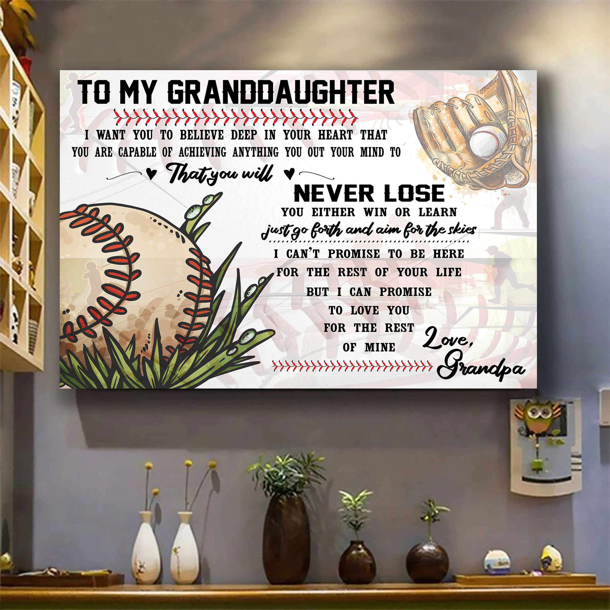 To My Granddaughter Canvas Painting Poster, Letters Quotes Printed