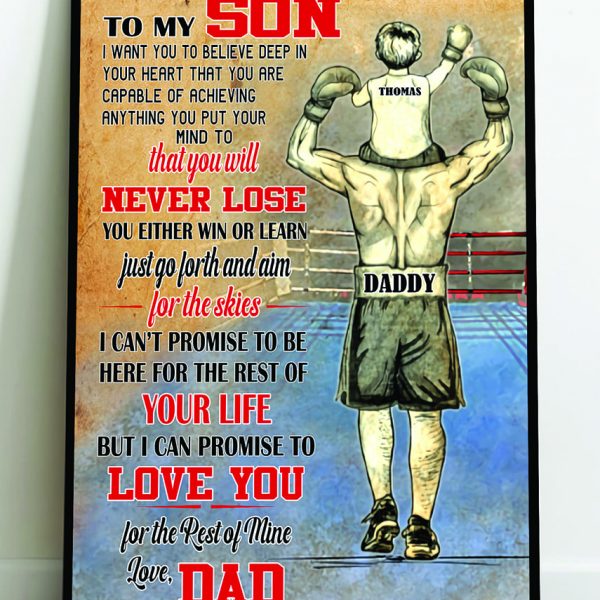 Personalized Boxing Dad And Child Never Lose Custom Poster Unframed Son Dad Gift