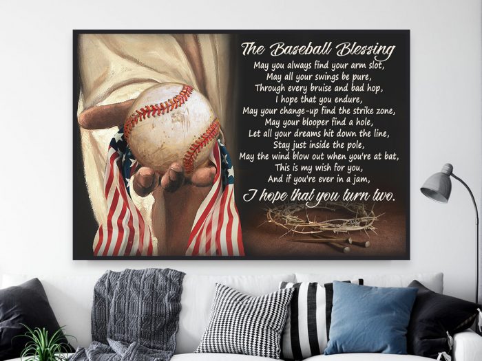 Usa Flag And Jesus The Baseball Blessing Poster Gift For Baseball Player