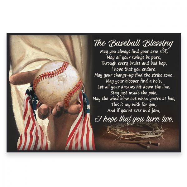 USA Flag And Jesus The Baseball Blessing Poster Gift for Baseball Player