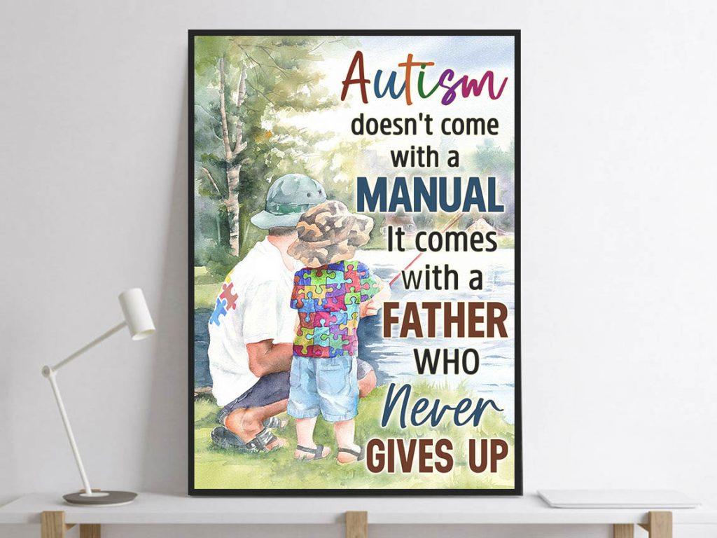 Personalized Dad And Daughter Name Autism Comes With A Father Who Never Gives Up Vertical Poster