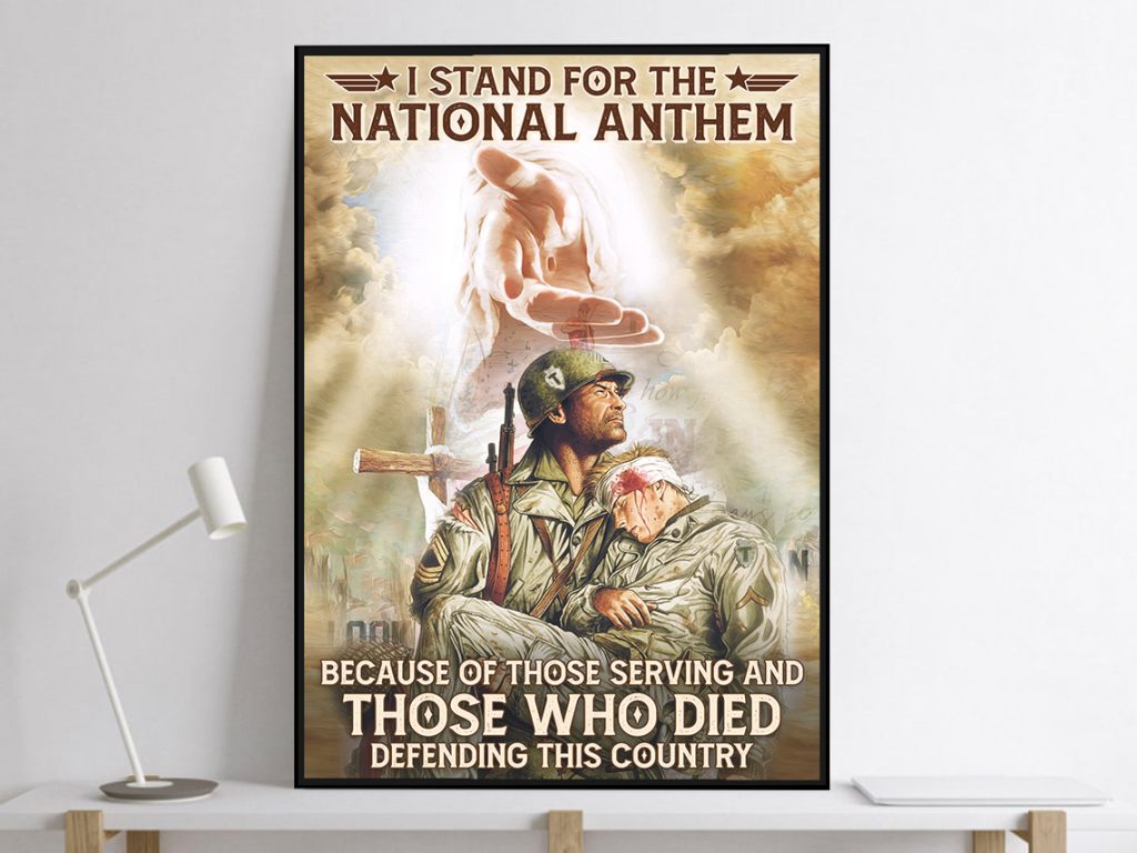 Jesus Take My Hand Veteran Poster – Stand For Nation Anthend – Those Serving – Defending Country