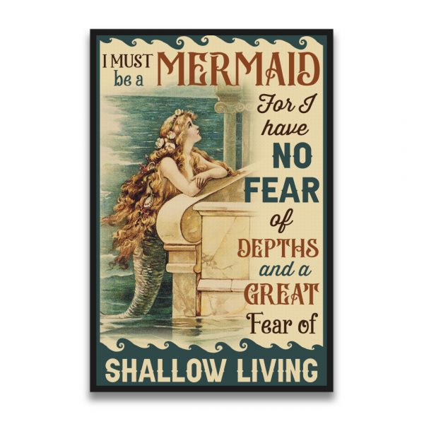 I Must Be A Mermaid For Vertical Poster Unframed – Vintage Wall Decor Visual Art