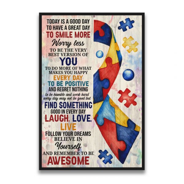 Autism Positive Quote Laugh Love Live Vertical Poster Unframed Art Home Decor