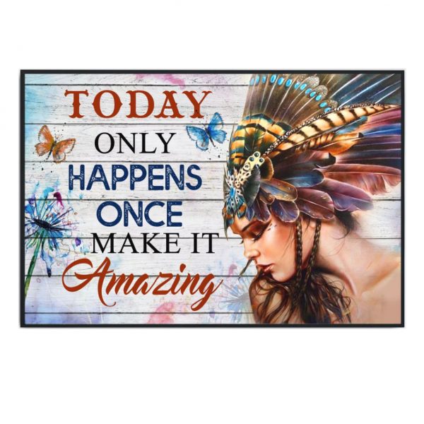 Butterfly Women Girl Native American Amazing Horizontal Unframed Poster