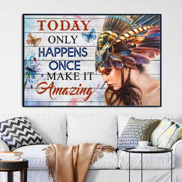 Butterfly Women Girl Native American Amazing Horizontal Unframed Poster