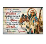 Looking Gratutide Vision Peace Streng Native American Warrior And Horse Horizontal Unframed Poster