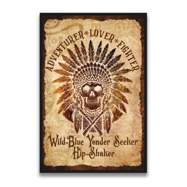 Vintage Skull Adventurer Native American Vertical Unframed Poster