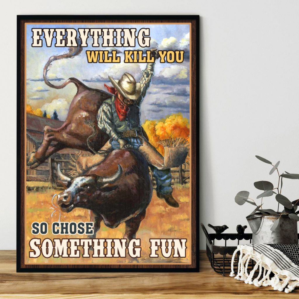 Bull Riding Choose Something Fun &Amp; Matte Vintage Poster Unframed
