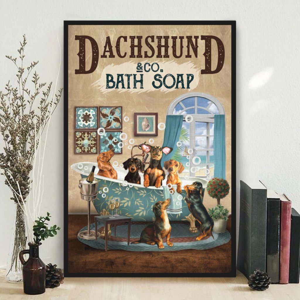Dachshund Co. Bath Soap – Wash Your Wiener Bathroom Poster For Vintage Home Decor