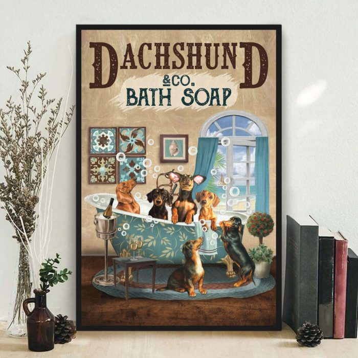 Dachshund Co. Bath Soap – Wash Your Wiener Bathroom Poster For Vintage Home Decor
