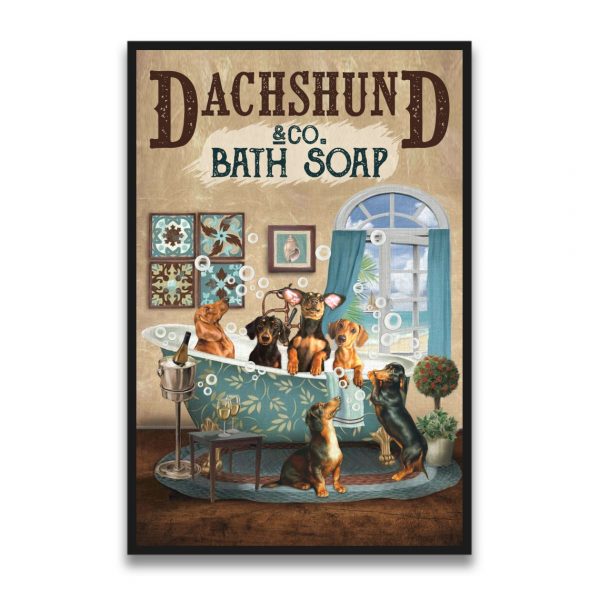 Dachshund Co. Bath Soap – Wash Your Wiener Bathroom Poster For Vintage Home Decor