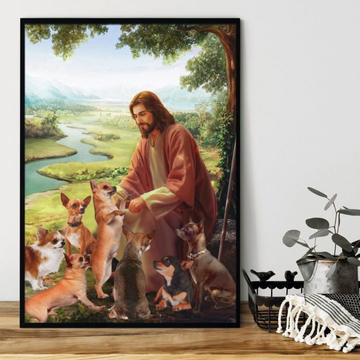 God Surrounded By Chihuahua Angels Horizontal Poster Unframed