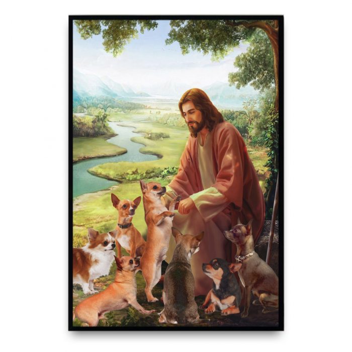 God Surrounded By Chihuahua Angels Horizontal Poster Unframed