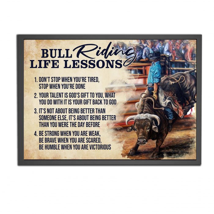 Bull Riding Life Lessons Poster Wall Art Home Decor Gifts