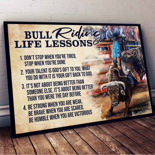 Bull Riding Life Lessons Poster Wall Art Home Decor Gifts