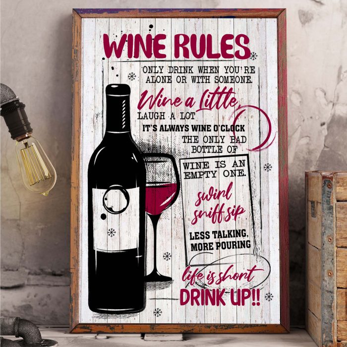 Drinking Alcol Wine Rules Poster Unframed Drinking When Alone – Laugh A Lot Poster