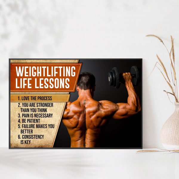 6 Rules Weightlifter Lifting Dumbbells Weightlifting Life Lessons Poster Unframed