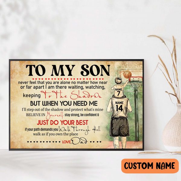 Personalized Number + Name To my son Basketball Player Poster Gift For Father / Son Day