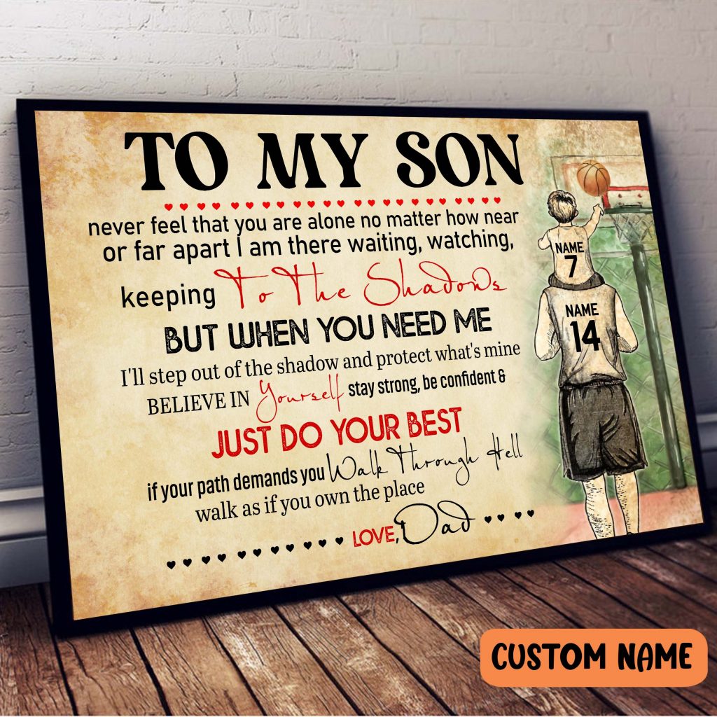 Personalized Number + Name To My Son Basketball Player Poster Gift For Father / Son Day
