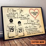 Personalized Number + Name i Choose You Baseball Couple Poster for Valentine Memory Gift Baseball Player