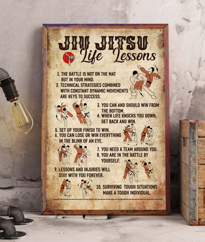 Jiu Jitsu Life Lesson Poster Inspirational Techniques Martial Art Wall Art Motivational Gifts For Jiu Jitsu Coaches