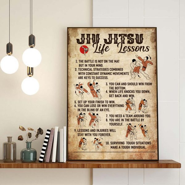 Jiu Jitsu Life Lesson Poster Inspirational Techniques Martial Art Wall Art Motivational Gifts For Jiu Jitsu Coaches