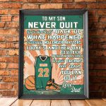 Personalized Letter To Son Love Basketball Poster, Passionate Basketball Player Vintage Wall Art, Son’s Room Boy Room Decorate Horizontal Unframed Posters