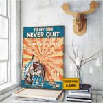 Personalized Baseball Players Never Quit Poster, Motivational Letter From Dad Wall Art, Baseball Lovers Poster, Son Room Decorate, Vertical Unframed Posters