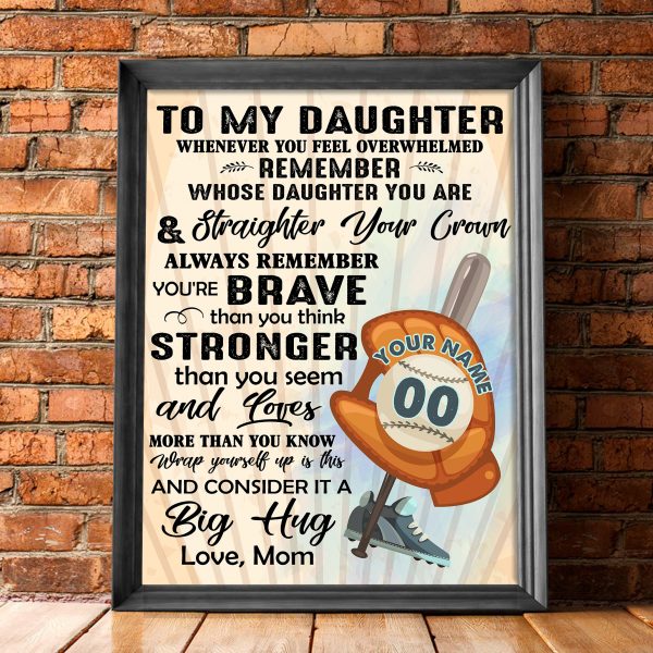 To My Granddaughter Softball Player Customized HorizonTal Posters, Loving Quote From Grrandmother, Home Bedroom Decor Poster Unframed